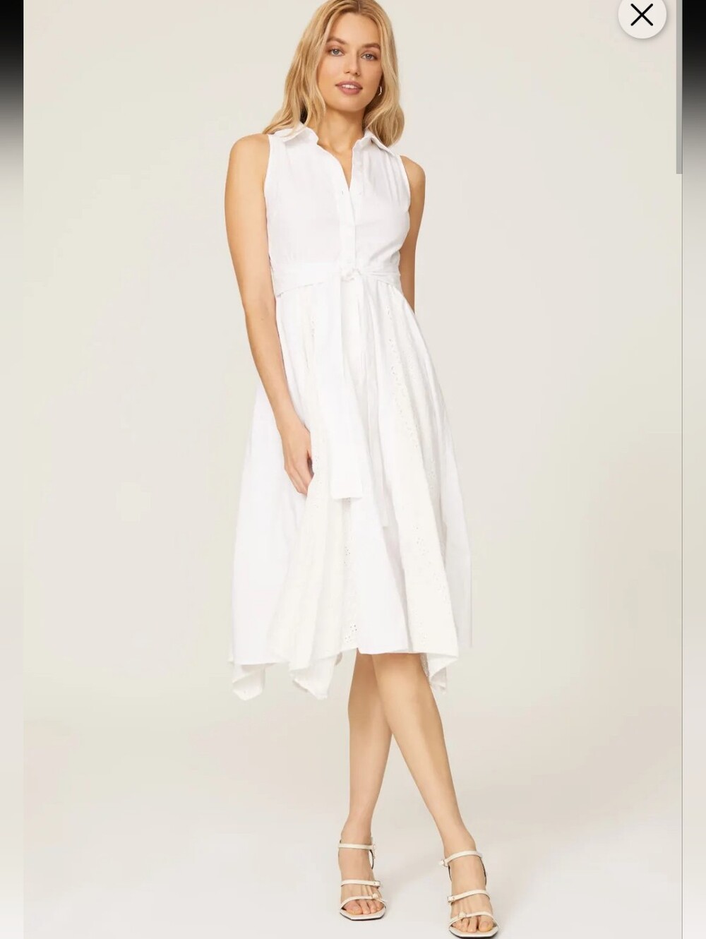 Marissa Webb White Sleeveless Polo Midi Shirt Dress Size 14